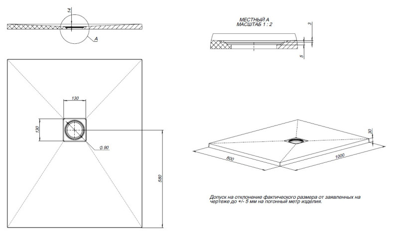 Душевой поддон Allen Brau Priority 100x80 8.31003-CGM