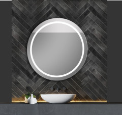 Xpertials IRIS, круглое зеркало 80 см с LED подсветкой: датчик вкл/выкл подсветки с диммером и датчик антизапотевания