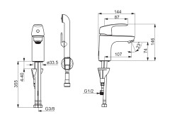Смеситель для раковины с гигиеническим душем Oras Safira Керамический картридж Хром (1012F)
