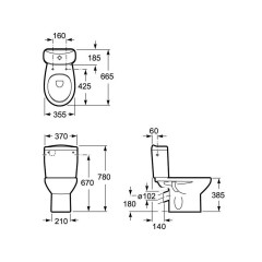 Унитаз-компакт ROCA MITOS косой выпуск, нижний подвод