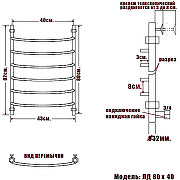 Полотенцесушитель Ника ARC ЛД 80/40 RAL9016 белый матовый