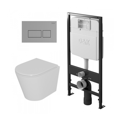 Комплект унитаза с инсталяцией и клавишей смыва D&K Venice DS1021605, белый