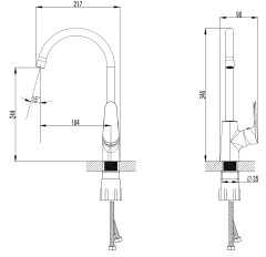 Смеситель для кухонной мойки AZARIO CAMPO керамический картридж, хром (AZ-KX568275C)