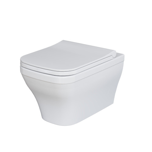 Унитаз Benefit 203T20001R (535*340*360) БЕЛЫЙ подвесной БЕЗОБОДКОВЫЙ с тонкой крышкой