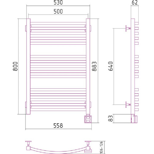 Электрический полотенцесушитель Сунержа Аркус 800x500