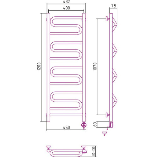 Электрический полотенцесушитель Сунержа Элегия 1200х400