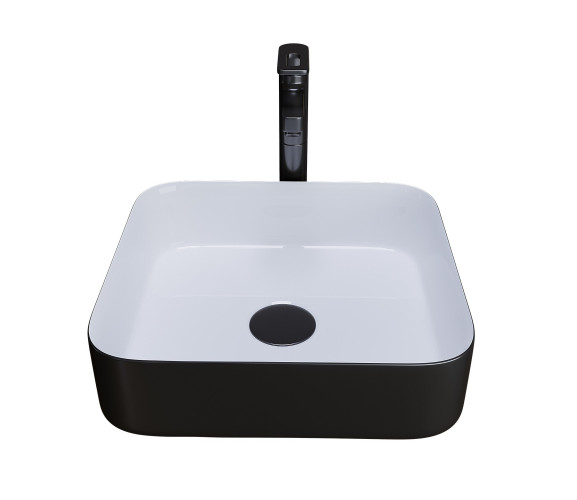 Раковина Grossman GR-4042BW (385*385*140) ЧЕРНАЯ БЕЛАЯ внутри