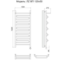 Полотенцесушитель Электрич. Ника CURVE ЛZ ВП 120/50 правый тэн