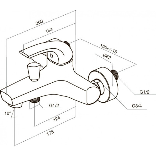 Смеситель для ванны AM PM Sense F7510000