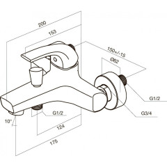 Смеситель для ванны AM PM Sense F7510000
