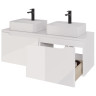 Тумба W, 125 см, подвесная, для умывальника "Гармония" 125 см или стеклянной столешницы W, 2 ящика, белый глянец
