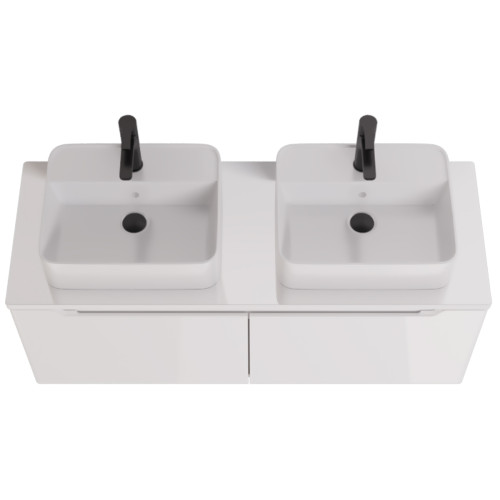 Тумба W, 125 см, подвесная, для умывальника "Гармония" 125 см или стеклянной столешницы W, 2 ящика, белый глянец