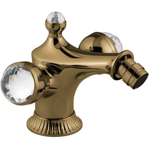 Emmevi The One, смеситель для биде. Металлические ручки + большие прозрачные кристаллы, цвет бронза