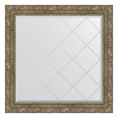Зеркало настенное с гравировкой EVOFORM в багетной раме виньетка античная латунь, 85х85 см, BY 4317