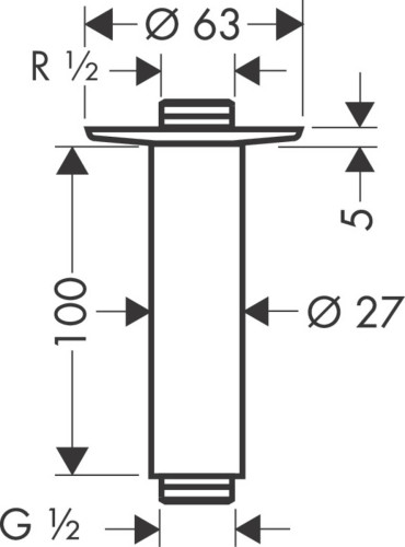 Держатель верхнего душа Hansgrohe потолочный, 100 мм, 1/2, хром (27479000)
