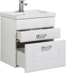 Тумба с раковиной Aquanet Рондо 60 белый (2 ящика)