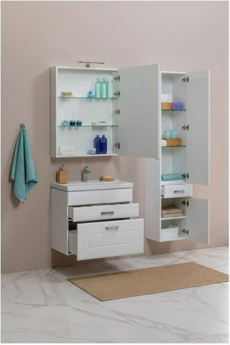 Тумба с раковиной Aquanet Рондо 60 белый (2 ящика)