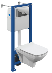 Комплект Cersanit CARINA XL CO DPL EO slim Инсталляция Cersanit VECTOR Кнопка Cersanit ACTIS пластик хром глянцевый