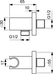 Держатель душевой лейки Ideal Standard IDEALRAIN с подключением 1/2&quot;, кубический дизайн, золото (BC771A2)