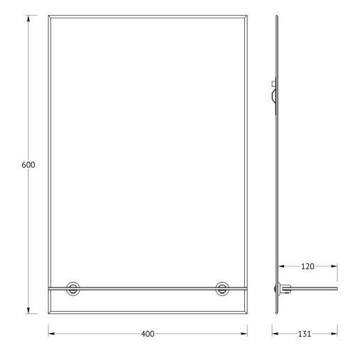 Зеркало настенное с фацетом и полочкой Attractive EVOFORM 40х60 см, BY 0502