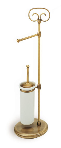 Stil Haus Idra, стойка: бумагодержатель + ерш керамический, цвет бронза - белая керамика