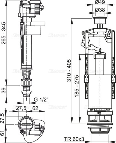 Сливная арматура Alcaplast SA2000SK-1/2