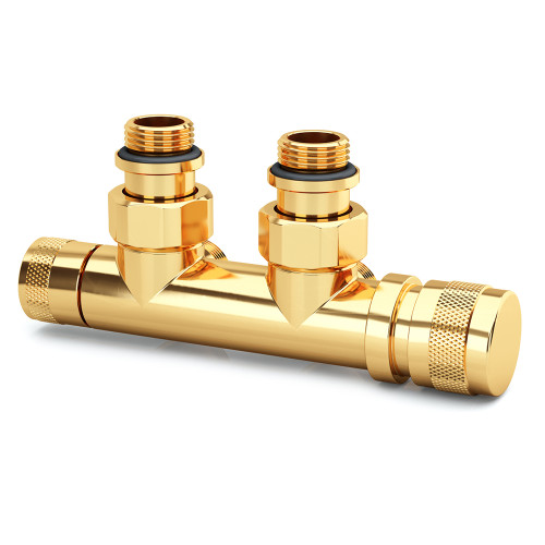 Узел нижнего подключения SR Rubinetterie угловой 1/2"х3/4"Е Золото (правый)