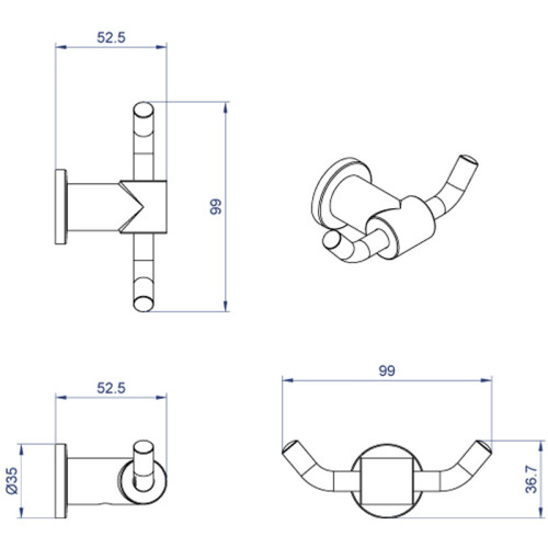 Крючок Azario FORNY, Хром (AZ-88305)
