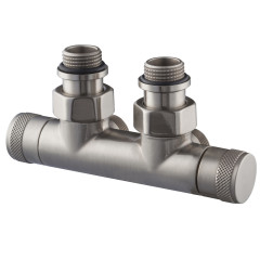 Узел угловой SR Rubinetterie Tondera 50 мм, запорный 1/2&quot;х3/4&quot; Е, цвет матовый никель